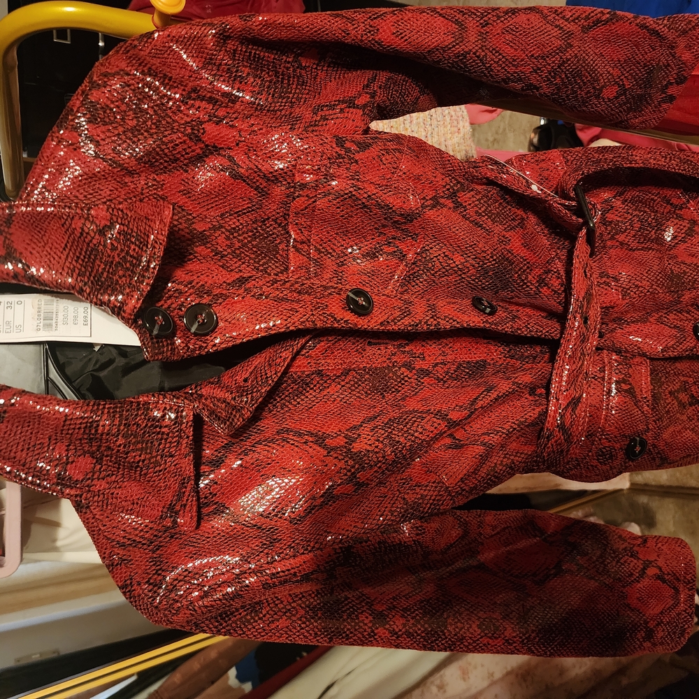 Topshop Red Snake Print Trench Coat